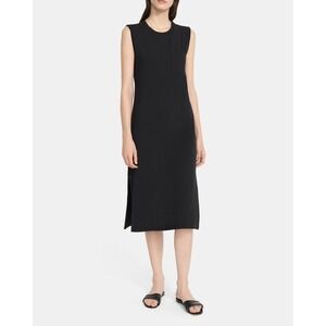 Theory Womens Muscle‎ TShirt Maxi Dress M Pima Modal Stretch Black Side Slit